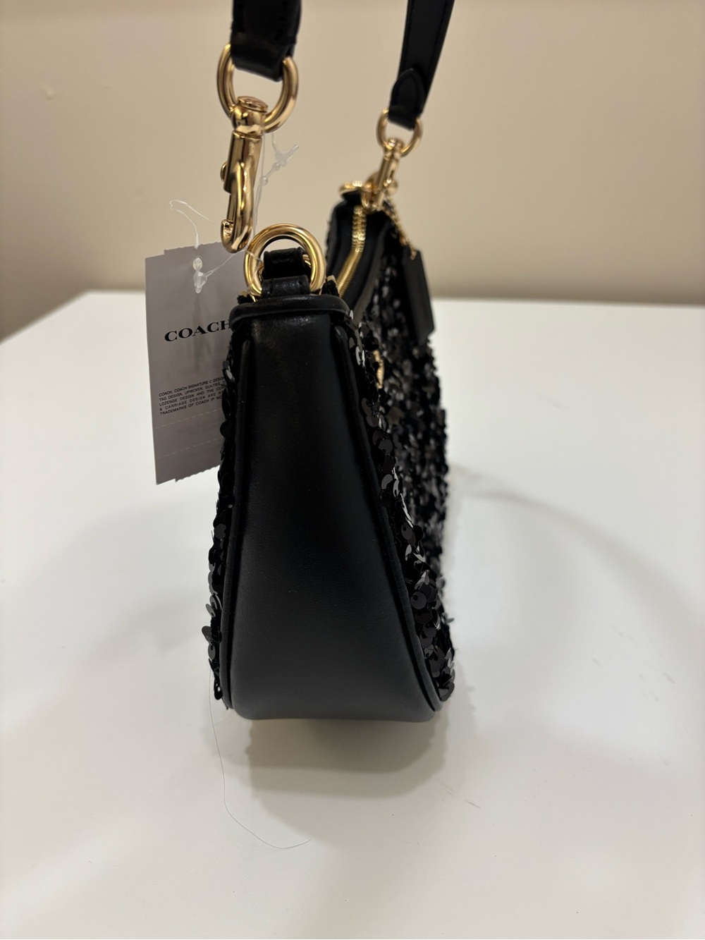 โจ COACH TERI SHOULDER BAG โ BLACK SEQUIN โจ NWT - Picture 7 of 10